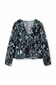 Блузка Desigual 23WWBW06 WOMAN WOVEN BLOUSE LONG SLEEVE 23WWBW06 тёмно-синий