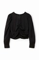 Μπλουζάκι Desigual 23WWBW32 WOMAN WOVEN BLOUSE LONG SLEEVE 23WWBW32 μαύρο