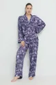 fioletowy HUGO piżama z domieszką jedwabiu Damski