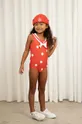 червоний Суцільний дитячий купальник Mini Rodini Для дівчаток