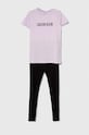 Дитяча бавовняна піжама Calvin Klein Underwear комплект фіолетовий G80G800630.9BYX