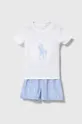 niebieski Polo Ralph Lauren piżama dziecięca Dziewczęcy