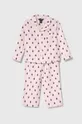 roza Otroška bombažna pižama Polo Ralph Lauren Dekliški