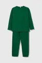 Дитяча бавовняна піжама United Colors of Benetton зелений