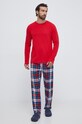 Pyžamo Tommy Hilfiger hladký červená UM0UM02988