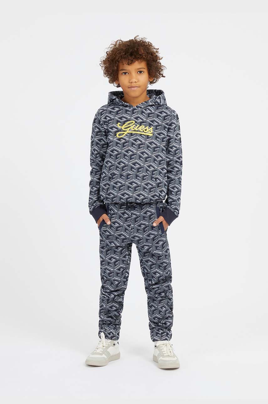 Guess bluza bawełniana dziecięca z kapturem granatowy L3YQ09.KA6R3.9BYX