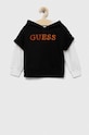 Detská bavlnená mikina Guess nášivka čierna N3YQ00.KA6R3.9BYX