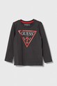 Guess longsleeve bawełniany dziecięcy nadruk szary N84I24.K8HM0.9BYX