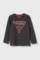 szary Guess longsleeve bawełniany dziecięcy Chłopięcy