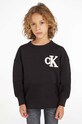 Παιδική βαμβακερή μπλούζα Calvin Klein Jeans χωρίς κουκούλα μαύρο IB0IB01684.9BYX