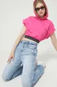 Βαμβακερή μπλούζα Karl Lagerfeld Jeans ροζ
