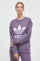 vijolična Bombažen pulover adidas Originals