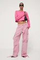 Βαμβακερή μπλούζα Moschino Jeans ροζ