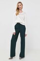 BOSS bluzka z domieszką jedwabiu 50501147 beżowy AW23