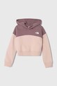 The North Face hanorac de bumbac pentru copii G DREW PEAK CROP P/O HOODIE uni violet NF0A82EM