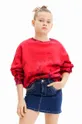roza Otroški bombažen pulover Desigual Dekliški