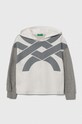 Дитяча бавовняна кофта United Colors of Benetton з капюшоном білий 3J68C202L.G.SEASONAL
