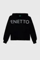 črna Otroški bombažen pulover United Colors of Benetton Dekliški