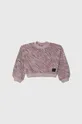 Otroški bombažen pulover Sisley roza