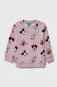 roza Otroški bombažen pulover United Colors of Benetton x Disney Dekliški