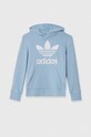 Detská mikina adidas Originals TREFOIL s kapucňou modrá FI0694