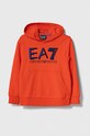 Dětská bavlněná mikina EA7 Emporio Armani s kapucí oranžová 6RBM64.BJ05Z