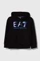 μαύρο Παιδική βαμβακερή μπλούζα EA7 Emporio Armani Παιδικά