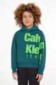 Otroški pulover Calvin Klein Jeans S kapuco turkizna IB0IB01860.9BYX