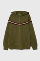 United Colors of Benetton bluza bawełniana dziecięca z kapturem zielony 3J68C502O.G.SEASONAL