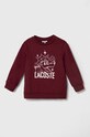 Детская хлопковая кофта Lacoste хлопок бордо SJ2461