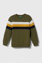 United Colors of Benetton hanorac de bumbac pentru copii cu modele verde 3J68G10AQ.P.SEASONAL