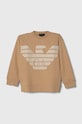 Emporio Armani hanorac de bumbac pentru copii imprimeu bej 6R4MJ1.4JSRZ