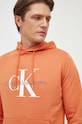 Памучен суичър Calvin Klein Jeans оранжев J30J320805