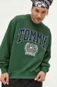 zielony Tommy Jeans bluza bawełniana