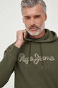 Pepe Jeans bluza bawełniana RYAN zielony PM582328.728