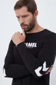 μαύρο Βαμβακερή μπλούζα με μακριά μανίκια Hummel