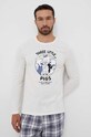Bombažna majica z dolgimi rokavi United Colors of Benetton Potisk bež 3VR54M016.0R2