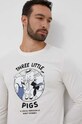 Homewear pamučna majica dugih rukava United Colors of Benetton bež 3VR54M016.0R2