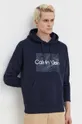 σκούρο μπλε Βαμβακερή μπλούζα Calvin Klein