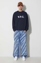 Bavlněná mikina A.P.C. COFDX.H27836 námořnická modř AW23
