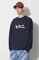 Bavlněná mikina A.P.C. námořnická modř COFDX.H27836