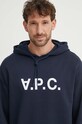 Bavlnená mikina A.P.C. tmavomodrá COFDX.H27833