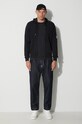 C.P. Company bluza bawełniana LIGHT FLEECE RIBBED ZIPPED HOODIE 15CMSS034A002246G czarny AW23