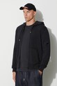 C.P. Company bluza bawełniana LIGHT FLEECE RIBBED ZIPPED HOODIE czarny 15CMSS034A002246G
