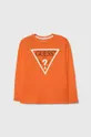 oranžová Detská bavlnená košeľa s dlhým rukávom Guess Chlapčenský