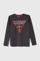 Παιδικό βαμβακερό μακρυμάνικο Guess στάμπα γκρί L84I29.K8HM0.9BYX