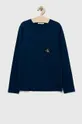 modrá Detská bavlnená košeľa s dlhým rukávom Calvin Klein Jeans Chlapčenský