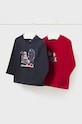 Mayoral longsleeve bawełniany niemowlęcy 2-pack nadruk czerwony 2022.3F.Baby.9BYX