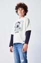 Mayoral longsleeve bawełniany dziecięcy 7060.7B.Junior.9BYX beżowy AW23