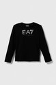 EA7 Emporio Armani longsleeve bawełniany dziecięcy nadruk czarny 6RBT54.BJ02Z
